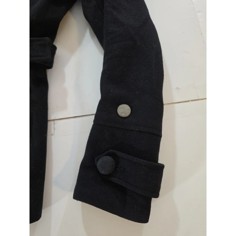 G-STAR RAW 3301 Women's Solar Wool Coat XS Black Belted Military Pea Jacket - Picture 13 of 16